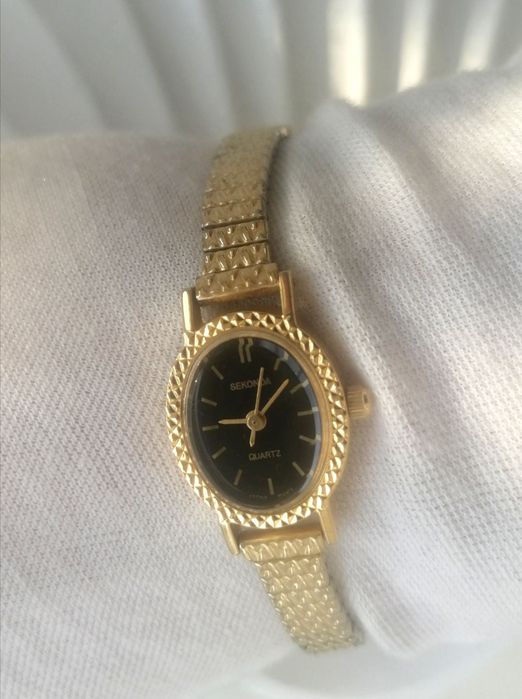 Seconda вінтажний жіночий кварцевий годинник позолота 24к Японія оригі