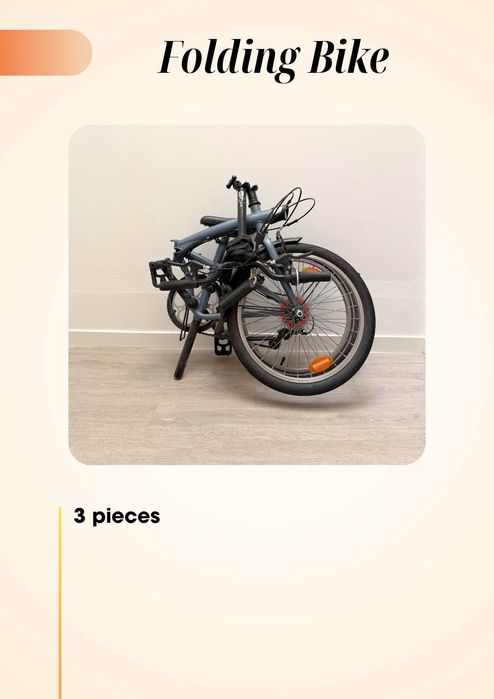 Bicicleta dobrável BTWIN Fold 120 cinzenta com 6 velocidades