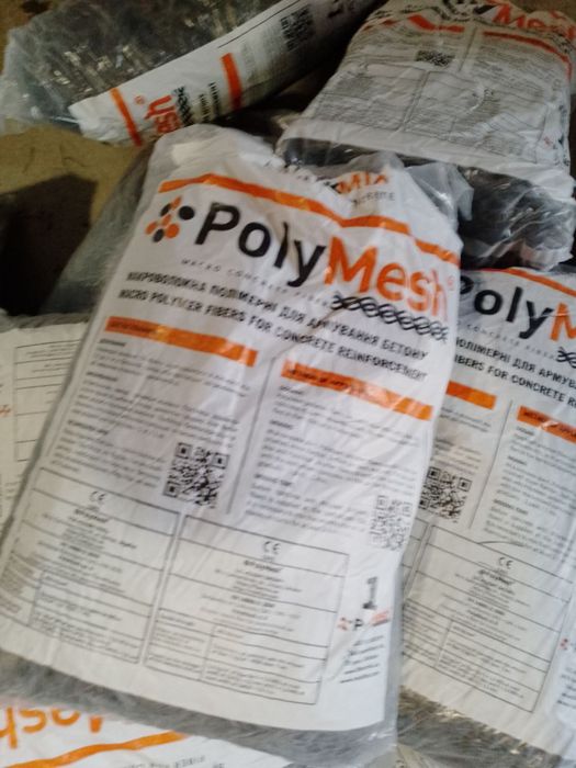 Фібра полімерна Poly Mesh, поліпропіленова фібра для бетону