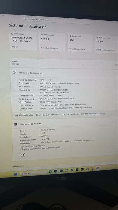 Ultra Pc, 64gb Ram, Rtx 4060 ti, em exelente estado. Ideal para jogar e editar em 3D