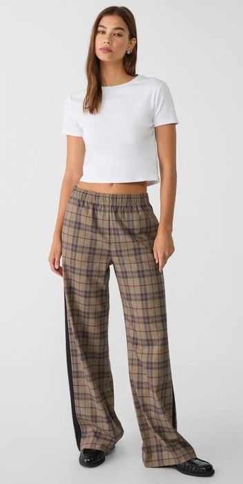 Брюки палаццо Stradivarius з лампасами Нові