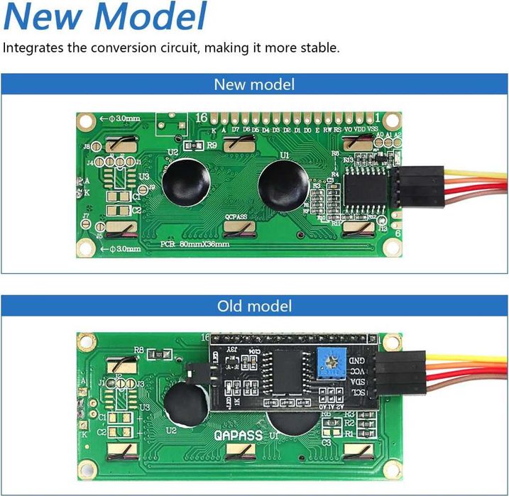 Wyświetlacza TWI Serial 16x2, Moduł Freenove IIC IIC LCD 1602