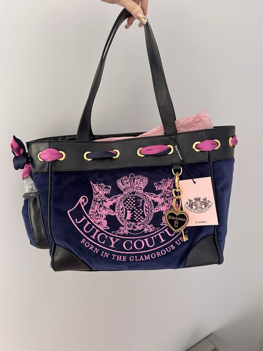 Juicy Couture torba Daydreamer granatowa różowa czarna torebka shopper na ramię shopperka vintage bimbo y2k nowa