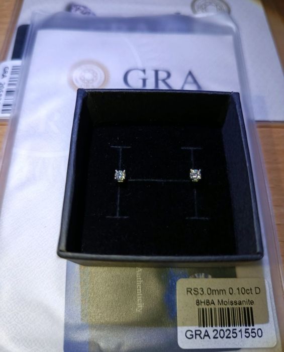Срібні сережки з муасанітом 3мм 0.1ct пусети цвяшки серебро 925 серьги гвоздики