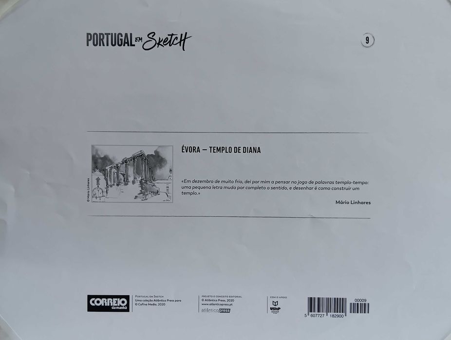 Évora em litografia de aguarela de Mário Linhares