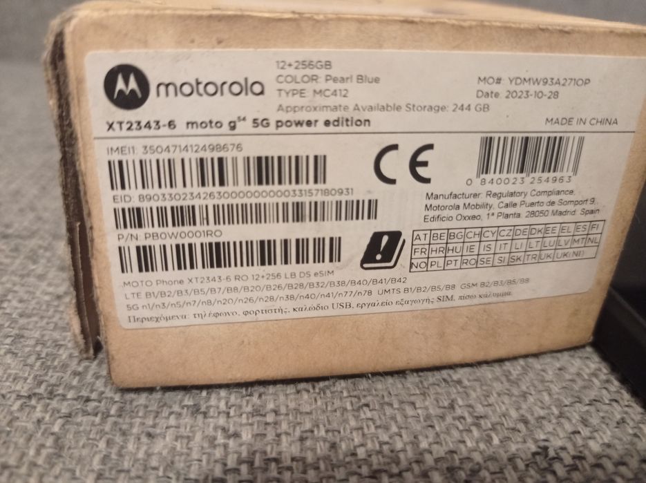 Motorola Moto g 54 power 5g 12/256   120 Hz Pearl blue opis