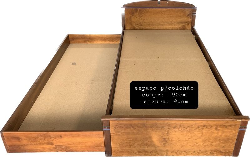 Cama individual com gavetão