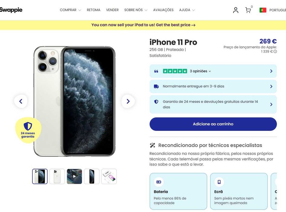 iPhone 11 Pro 256 GB como Novo (Garantia de 6 Meses)