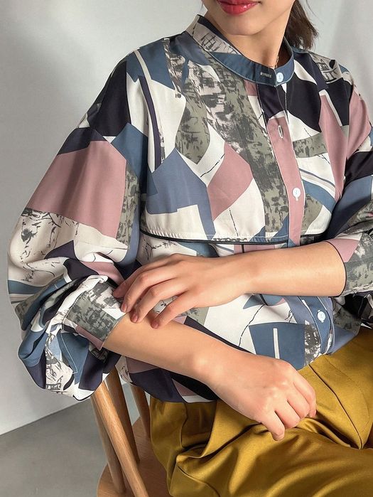 Koszula Oversize Z Motywem Geometrycznym Obniżone Ramiona Friful Xl 42