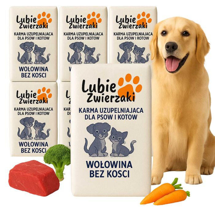 Mięso Surowe Mrożone Karma dla Psa Mokra Wołowina BEZ KOŚCI BARF 10kg