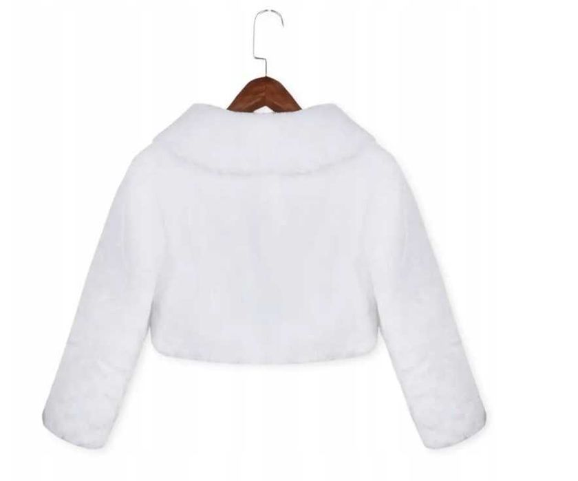 Bolerko futerko białe komunijne 128