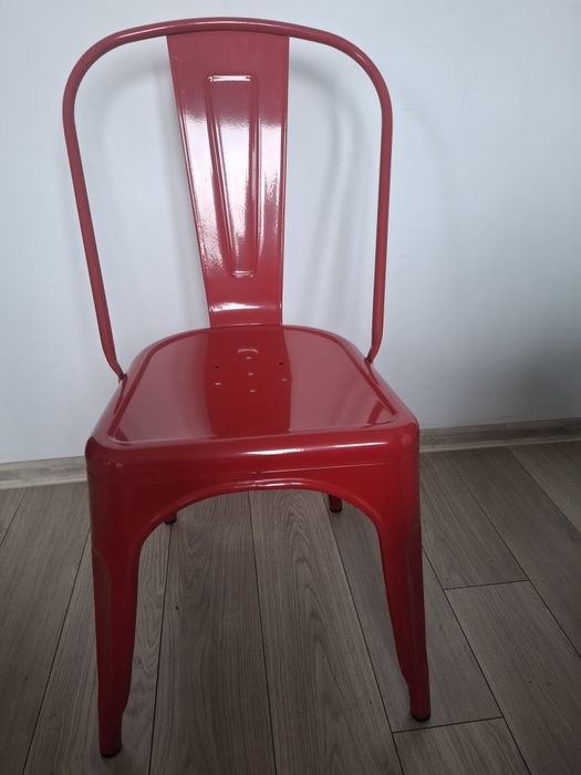 Krzesło metalowe Paris, czerwone, Tolix, loft
