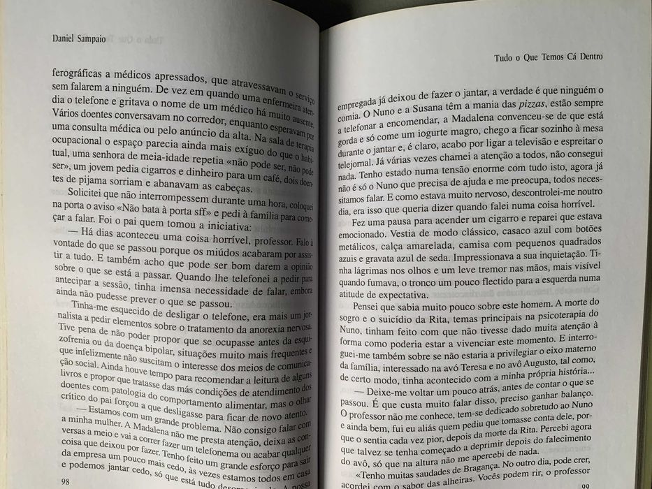 Tudo o Que Temos Cá Dentro, de Daniel Sampaio
