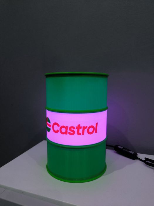 Candeeiro estilo bidão Castrol led RGB