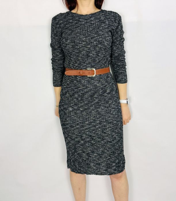 Szara dzianinowa sukienka midi M 38