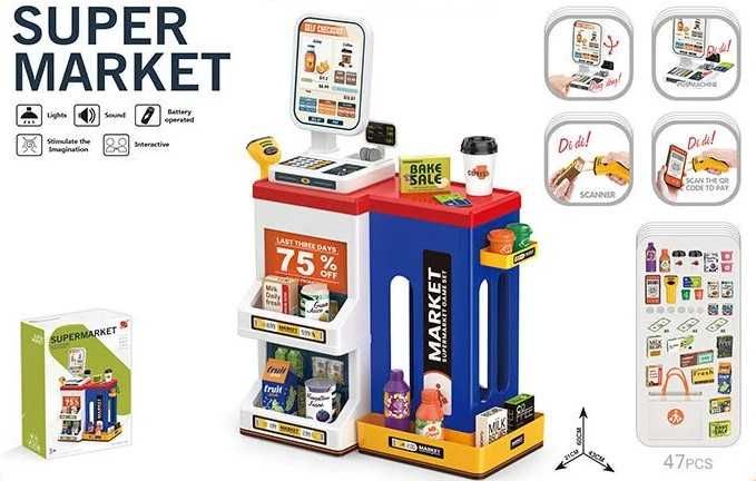 ХІТ! Дитячий Магазин Супермаркет 668-148 47 предм каса, сканер, гроші