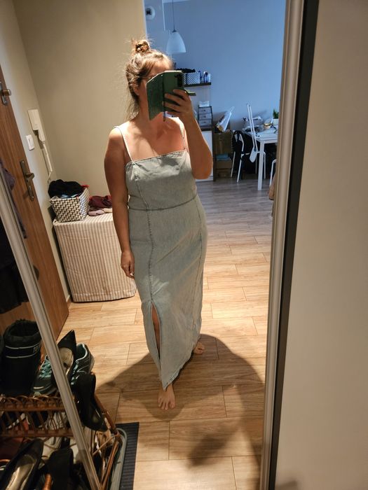 Denim sukienka maxi jensowa nowa r 48 nardziej 44 46