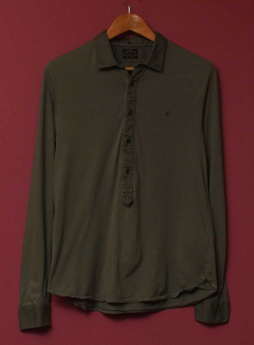 AllSaints рр S кофта лонгслив из хлопка, убирающийся воротник