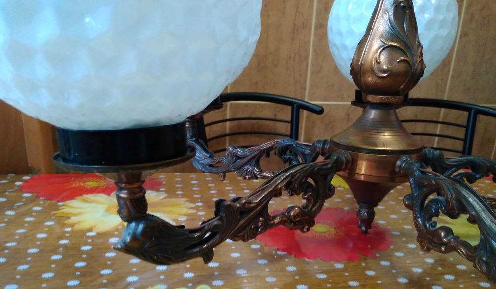 Люстра СССР из металла на пять рожков окрас медь