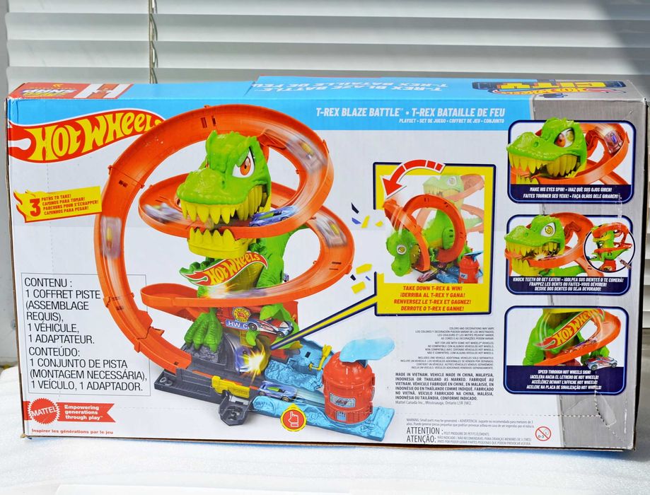 Трек Hot Wheels T-Rex Battle Blaze Атака вогняного Ті Рекса T REX City з системою Speed Snap Хот вилс атака огненного дракона ігровий набір набор