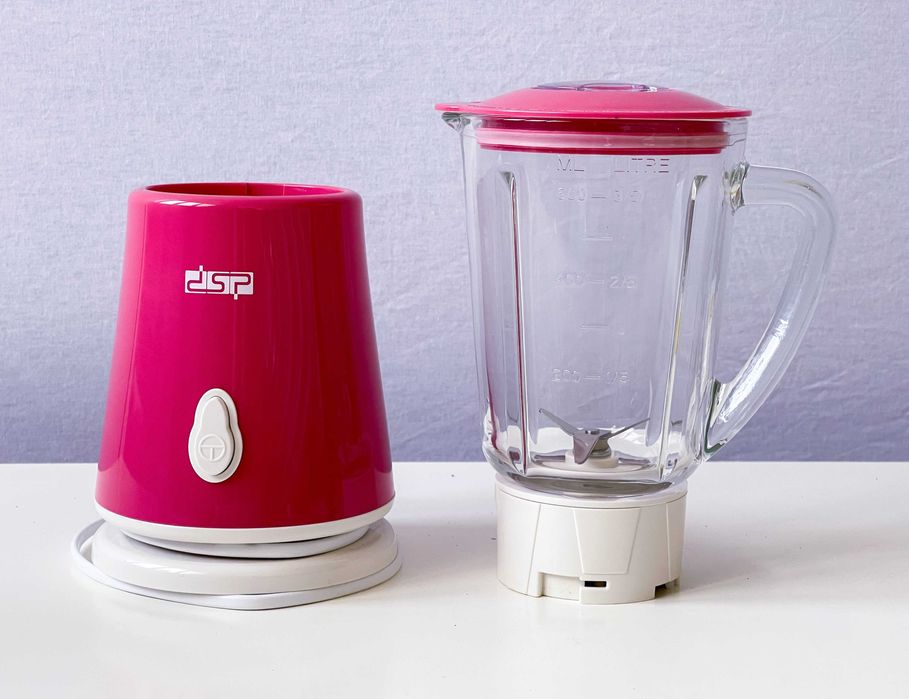 Блендер DSP KJ-2053 з шейкером 600 мл, 300 Вт — рожевий та зелений