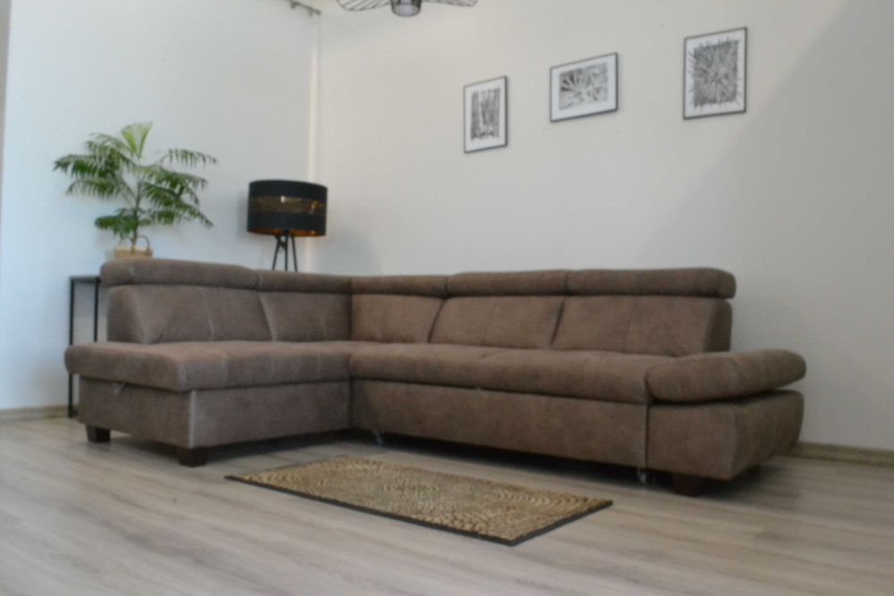 Narożnik Arturro z funkcja spania oraz pojemnikiem