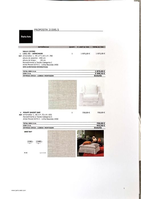 Ler anúncio sff vendo sofá grande Artist Monet, sofá pequeno Armchair