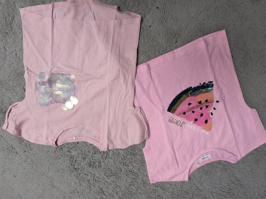 Zestaw 2 sztuki -Bluzka krótki rękaw 110 cm z cekinami