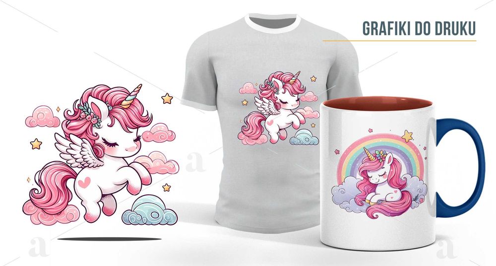 Jednorożec Kliparty Kolorowy PNG Rysunek Tęczowy Do Druku