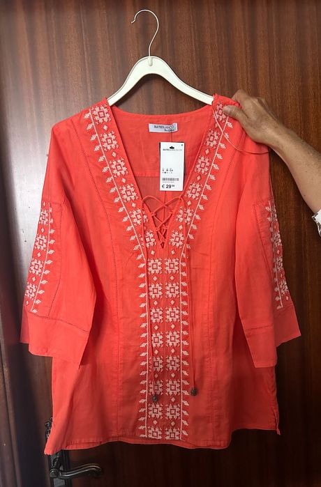 Blusa Coral Bordada Blanco S/M