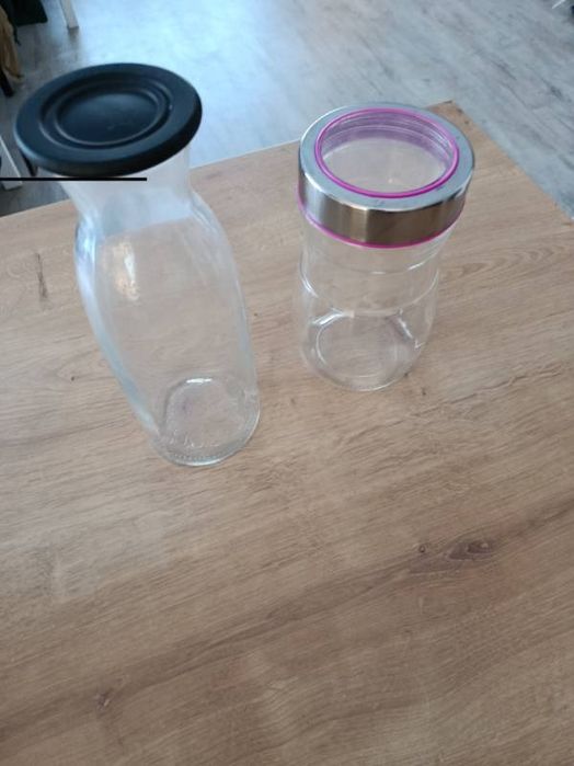 Pojemniki szklane PEPCO +karafka IKEA+słoik zakręcany