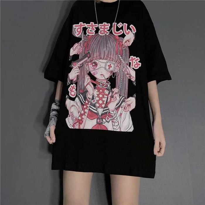 T-shirt Anime Grunge Harajuku Hikigawa - S
