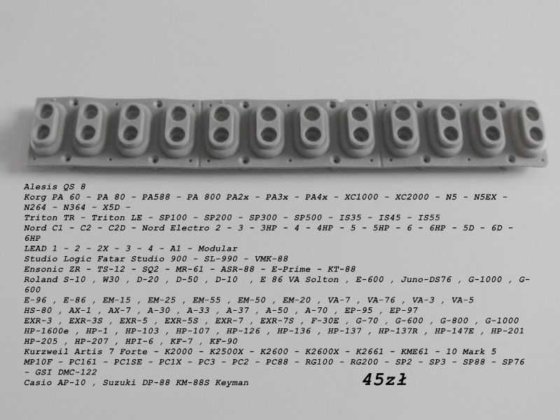 Gumki stykowe Kurzweil Korg Fatar Ensoniq Technics Nord Roland Casio