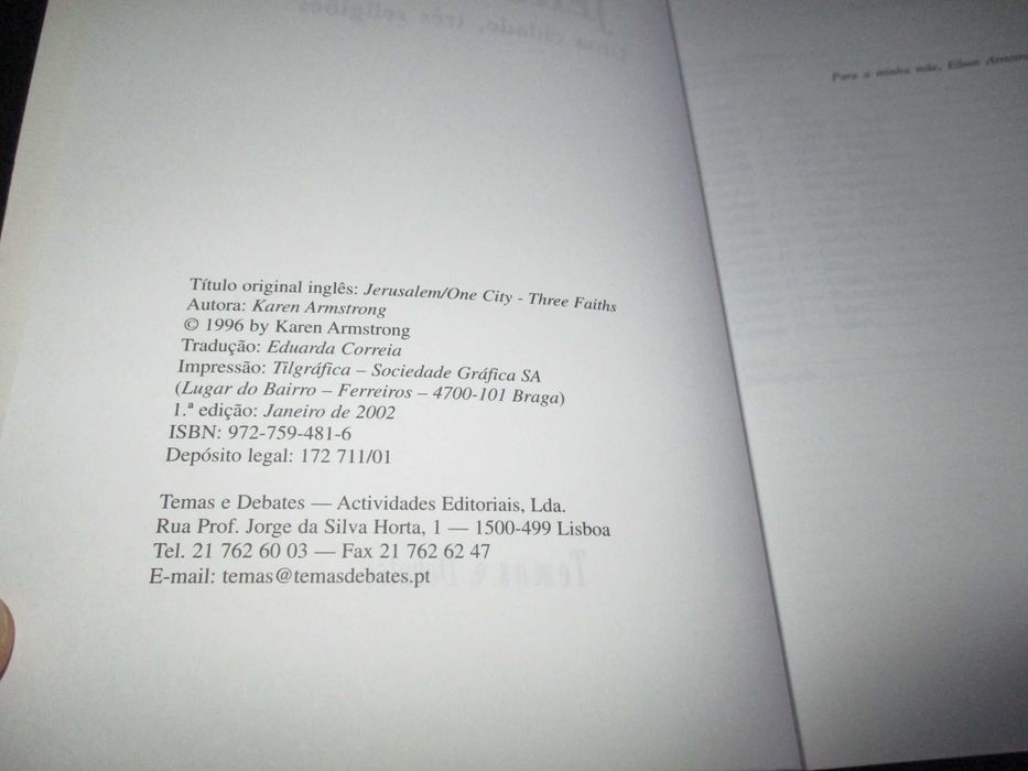 Livro Jerusalém Uma Cidade Três Religiões Karen Armstrong