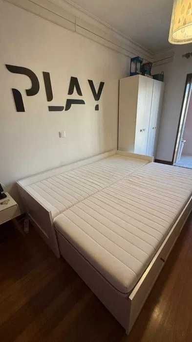 BRIMNES - Cama indiv/dupla c/2 gav, branco, 80x200 cm