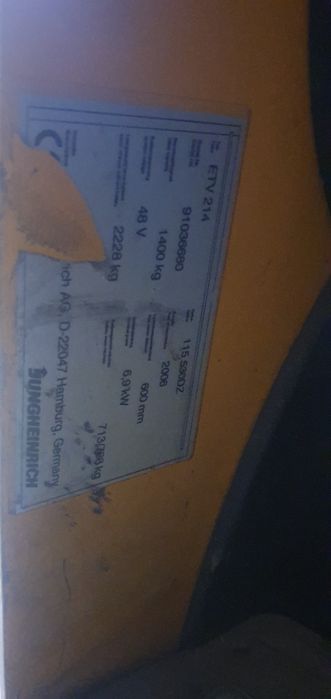 Річ трак, штабелер, навантажувач, JUNGHEINRICH ETV214.