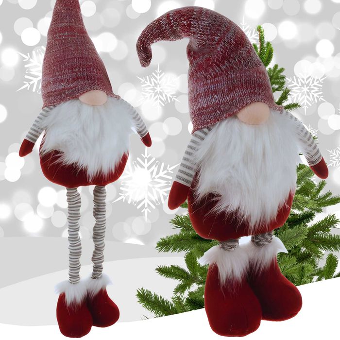 SKRZAT Krasnal Gnom ŚWIĄTECZNY Teleskopowy Mikołaj Stojący Duży 115cm