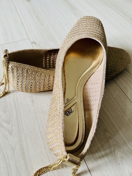 Baleriny,czolenka, espadeyle/ podwójny łańcuszek w kolorze złotym