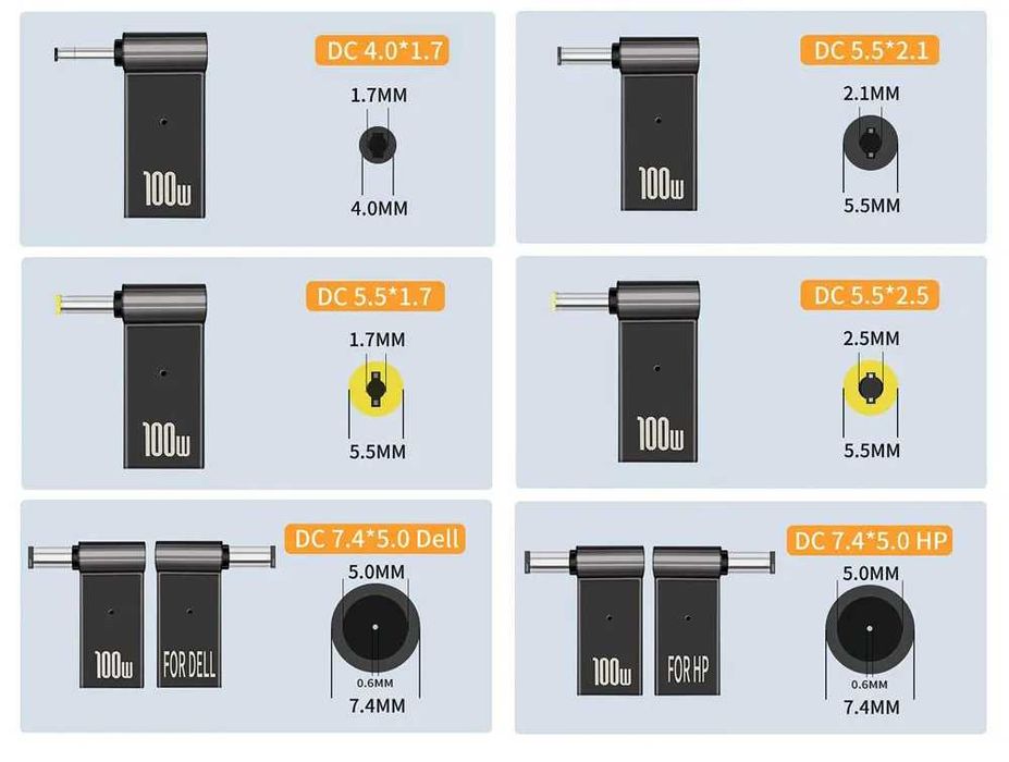 4.0×1.35  3.0×1.1  100W 20V 5А Конектор живлення ноутбука PD Tуре-С DC