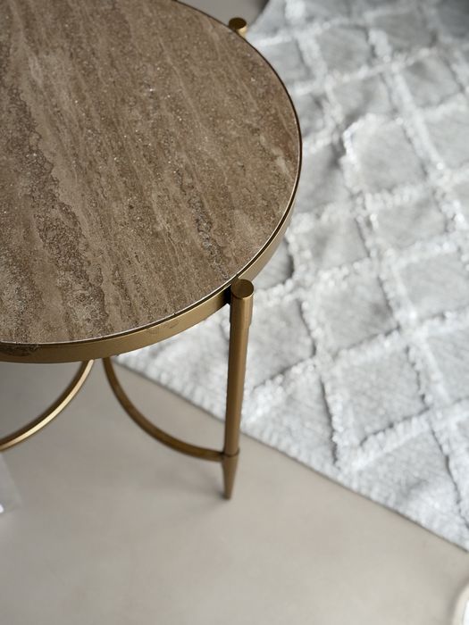 Stolik kawowy- kamienny blat- trawertyn - okrągły stolik do salonu