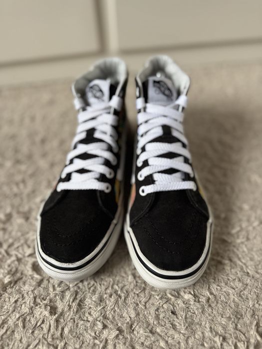 Buty sportowe trampki Vans Sk8 Hi czarne kwiaty