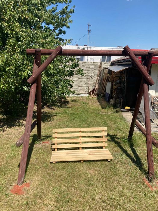Huśtawka ogrodowa drewniana plac zabaw ławka