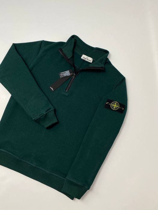 Білий зіп світшот на блискавці Stone Island Кофта Стон Айленд Світшоти