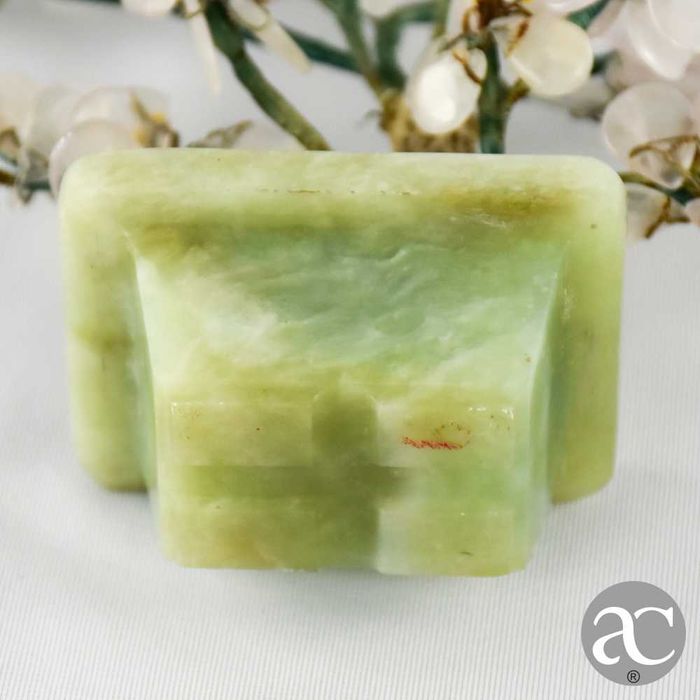 Vaso bonsai flores de amendoeira China, feito em pedra, quartzo e jade