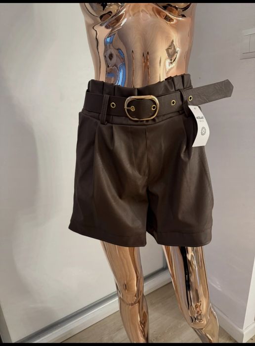 Czekoladowe spodenki szorty z wysokim stanem rozmiar XL 42 nowe