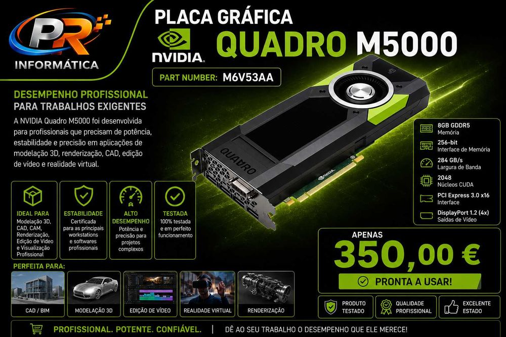 Placa Gráfica nVidia Quadro M5000 – Potência Profissional e Gaming