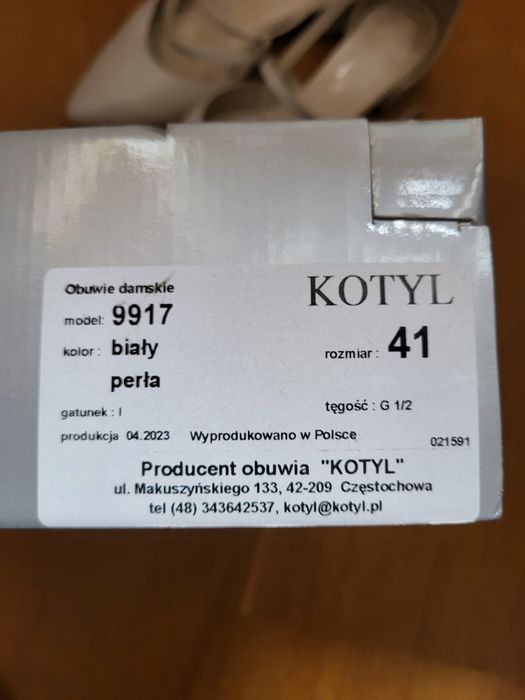 Czółenka ślubne na 4 cm obcasie - KOTYL 9917 ECRU PERŁOWE