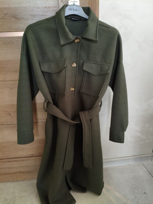 Jak nowy płaszczyk rozS/M  Khaki+  nowy szal Ochnik