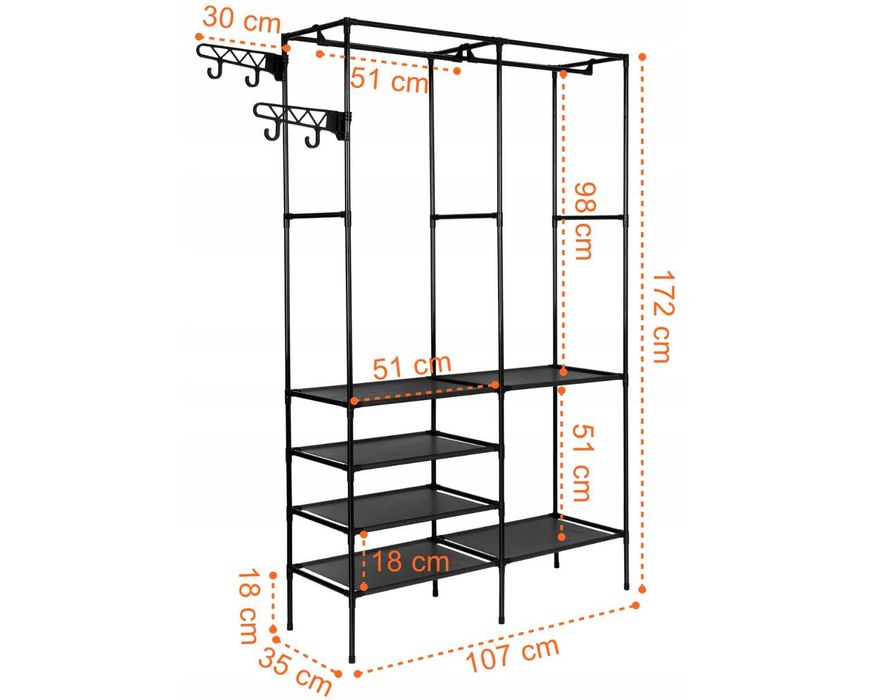 SZAFA garderoba na ubrania buty wieszak stojak do przedpokoju stojący