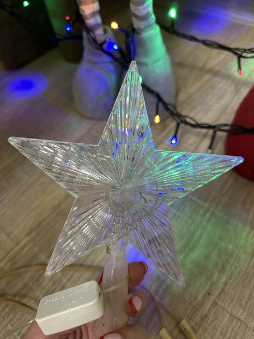 Звезда зірка верхушка для ялинки гірлянда іграшка